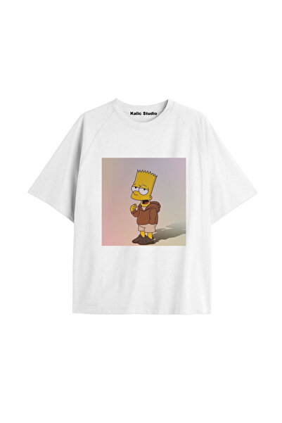 Kalic Studio Tricou alb imprimat cu Simpson, Y2K, cod 274