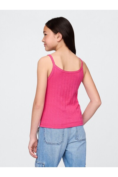 GAP Kız Çocuk Pembe Pointelle Fitilli Cami Bluz