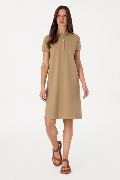 U.S. Polo Assn. Women's Khaki Polo Neck Mini Length Knitted Dress 50305853-Vr027