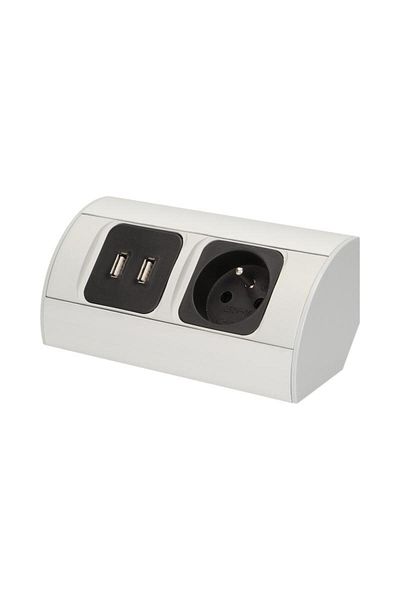 Orno OR-AE-1310(GS) schuko socket, 2 x USB 2.1 A, 230V, 3680W, cable 0.5 m, silver