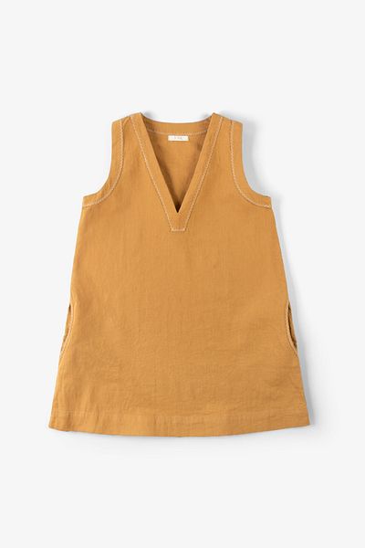 JOJOMIA Nina Linen and Tencel ™   Short Dress Mustard