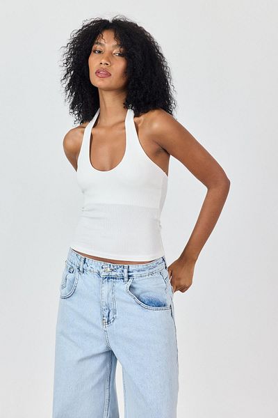 SHERIN White Halter Neck Blouse
