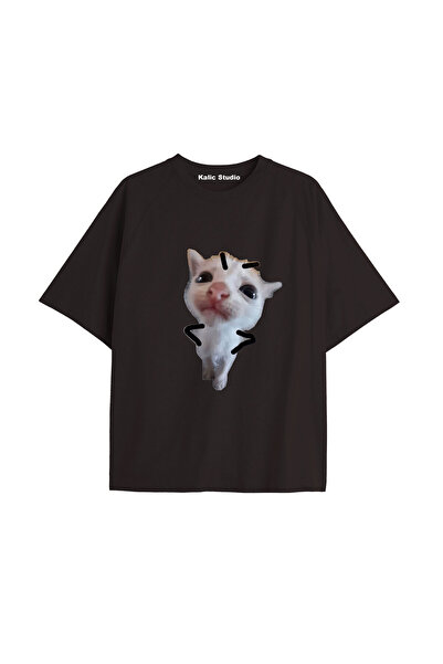 Kalic Studio Tricou negru cu imprimeu Y2k vintage Cats COD 28