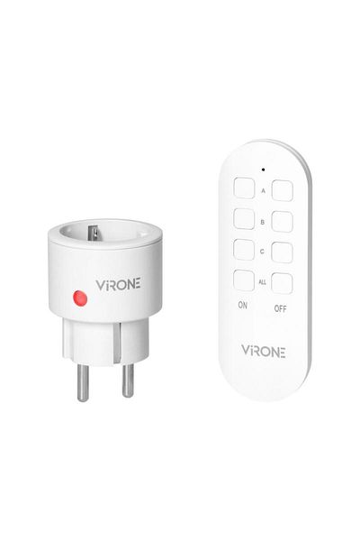 Virone Rs-10(GS) Wireless Mini Socket, 2300w, Schuko, Ip20, Remote Control, White