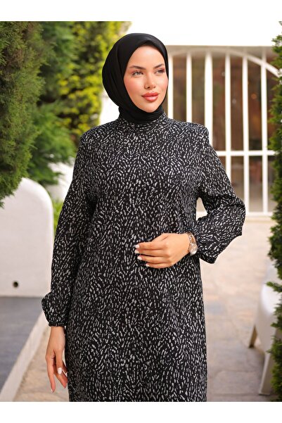 SAHRA BUTİK Χιτζάμπ Φόρεμα - Μαύρο - Γκρι - SAHRA BUTİK