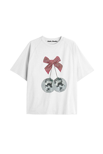 Kalic Studio Y2k vintage Cherry Printed Μαύρο T-shirt KOD 55