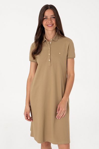 U.S. Polo Assn. Women's Khaki Polo Neck Mini Length Knitted Dress 50305853-Vr027