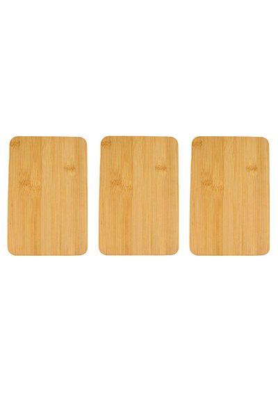 PUFO Set of 3 universal kitchen choppers made of bamboo wood, brown, 23 x 17 cm