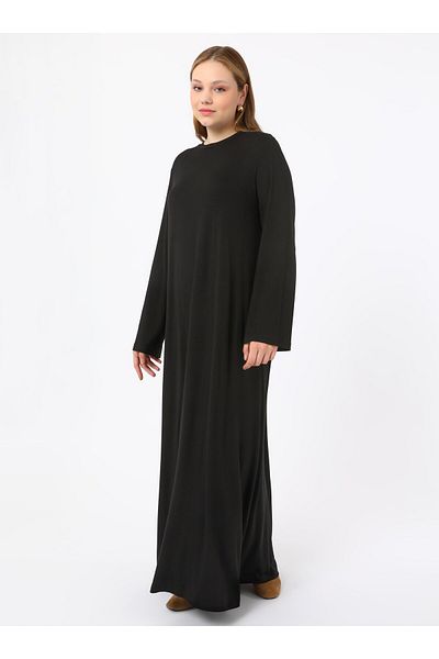 ALİA Μακρυμάνικο Άνετο Φόρεμα Plus Size - Μαύρο - Alia