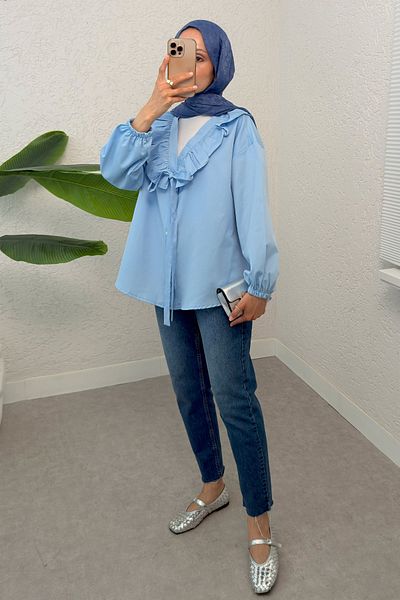 Salih Çelebi Tunica cu volane Degaje 2296 - BEBE BLUE