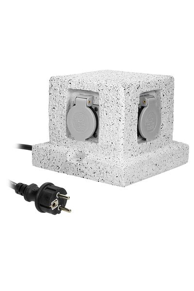 Orno Ornamental garden socket in the shape of a stone-finished, with 4 schuko sockets