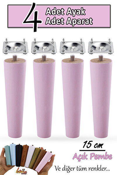 GLASWEN 4 bucăți picioare din lemn 15 cm roz deschis cu dispozitive de conect...