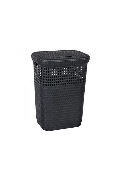5 five simply smart Coș de rufe Ferme, plastic, gri antracit, 60 litri, 42 x 33 x 57 cm