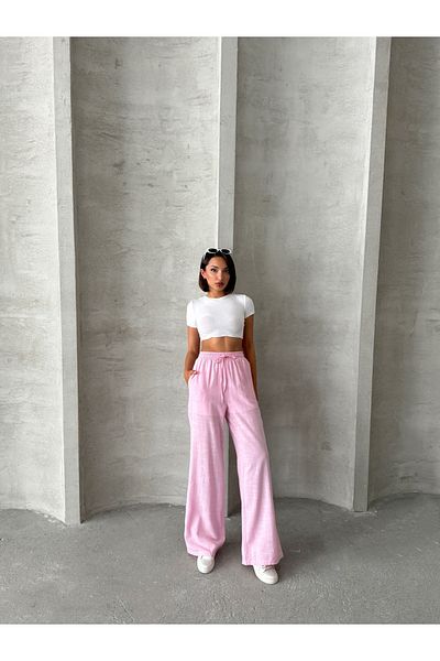 Miss Prova Waist Tie Detailed Linen Trousers Misspnt2669