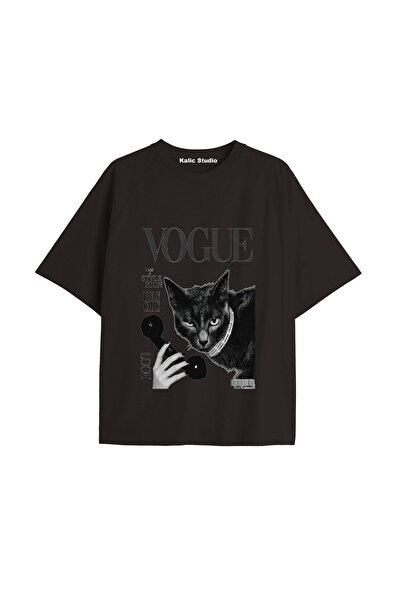 Kalic Studio Tricou negru cu imprimeu Y2k vintage Cats COD 35