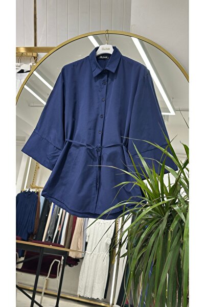 She Olive Τονίκ με κουμπιά στο μπροστινό μέρος και λεπτομέρεια με κορδόνια