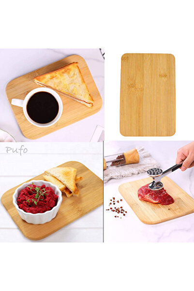 PUFO Set of 3 universal kitchen choppers made of bamboo wood, brown, 23 x 17 cm