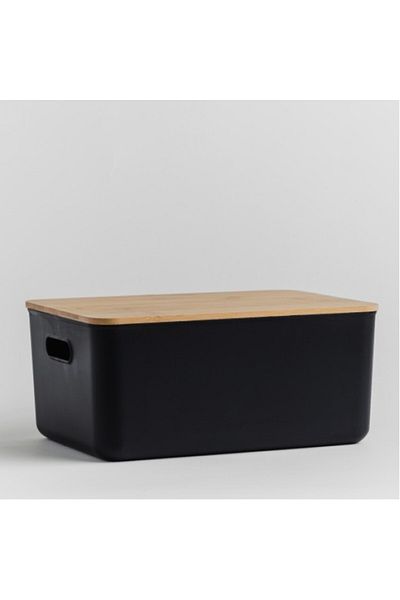 HomeVibes Cutie depozitare cu capac 26 x 36 cm BINITA black