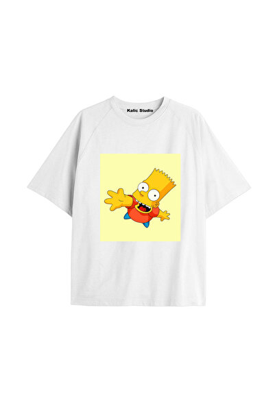 Kalic Studio Tricou alb imprimat cu Simpson, Y2K, cod 269