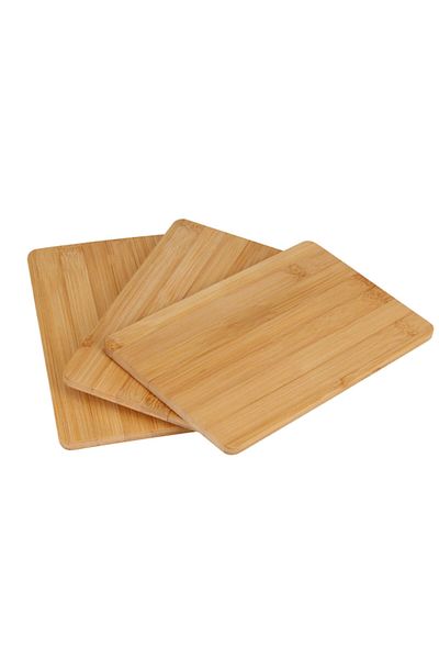 PUFO Set of 3 universal kitchen choppers made of bamboo wood, brown, 23 x 17 cm