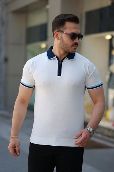 modaserdem Men's colorful collar short sleeve t-shirt