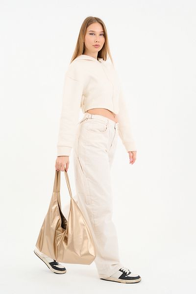 MUTE BAG Geantă tote din piele artificială metalizată / femei aurii / galben / geantă de umăr (56*37)