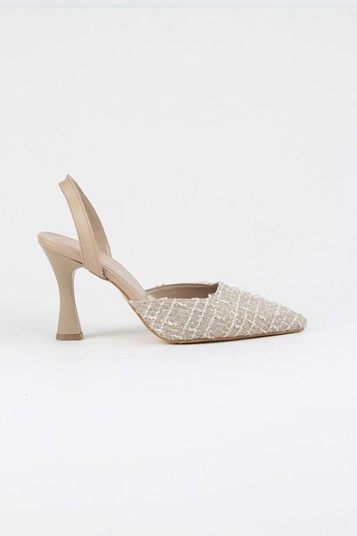 Gökhan Talay Lori Nude Patterned Fabric Medium Heels (8 cm) Classic Heeled Shoes