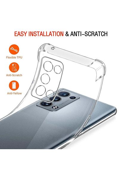SKYDDAR INNOVATION Cover for Oppo Reno6 Pro 5G (Snapdragon), Shockproof from Silicon Slim, Transparent, sticker set