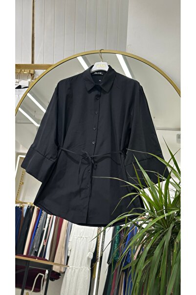 She Olive Τονίκ με κουμπιά στο μπροστινό μέρος και λεπτομέρεια με κορδόνια