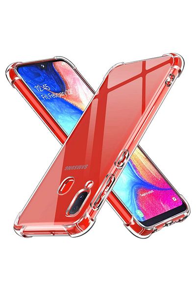 SKYDDAR INNOVATION Carcasă pentru Samsung Galaxy A20e, rezistentă la șocuri, transparentă, subțire, din silicon, set de autocolante