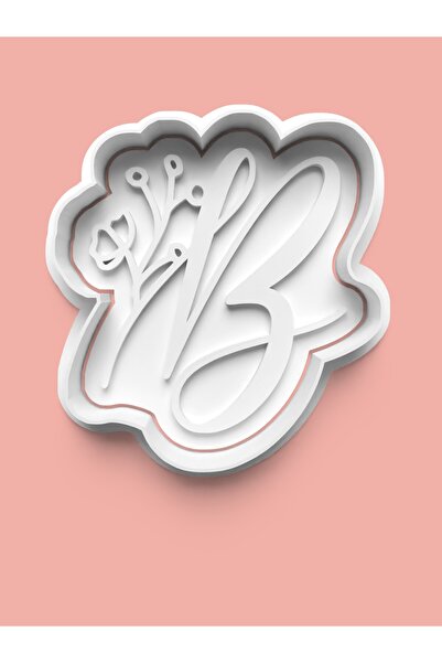 AKTASTORE قالب كوكيز على شكل حرف B منقوش بالزهور وقالب عجينة السكر