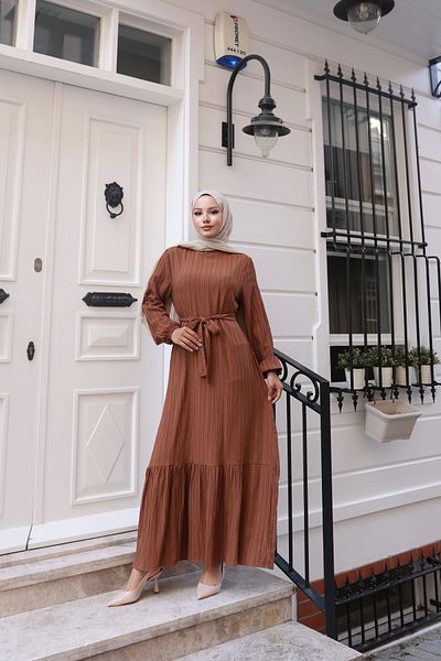 Nevayla Moda Φόρεμα Lara Fabric Tie - Tan / E0124