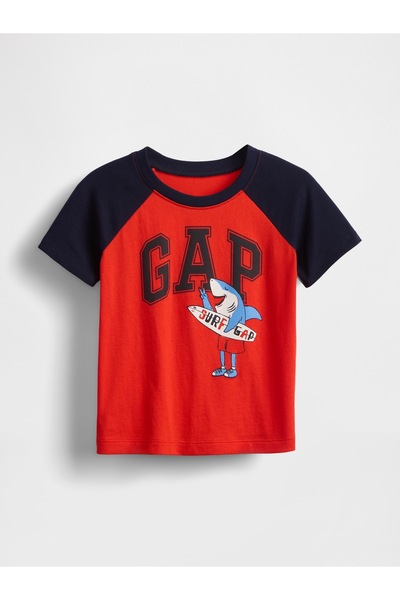 GAP Erkek Bebek Kırmızı Gap Logo Colorblock T-Shirt