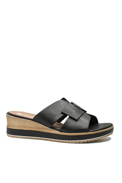 Remonte Saboți wedge Remonte cu fundiță, negri, din piele naturală REMD 6456-00