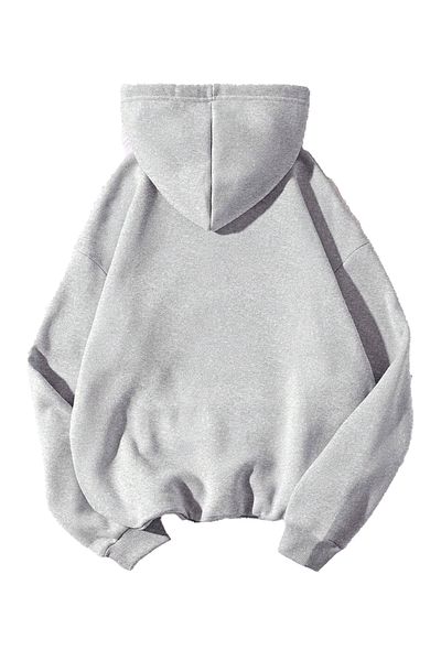 Boi Basic Απλό Φούτερ - Γκρι Oversize Φούτερ με κουκούλα