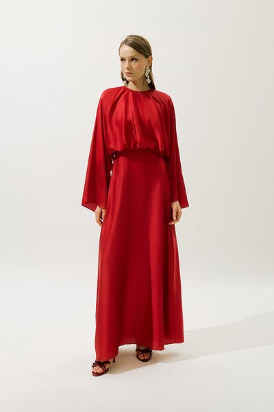 Manuka Adele Satin Evening Dress Red