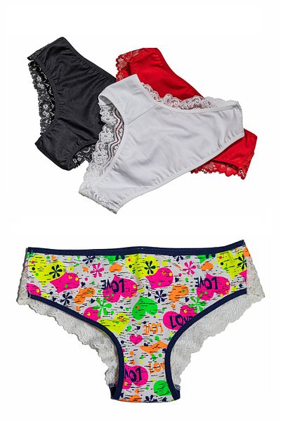 BLD by Exclusive Set 4 buc chilot clasic, multicolor, bumbac, dantela, IOANA 3+1, BLD by Exclusive, XS