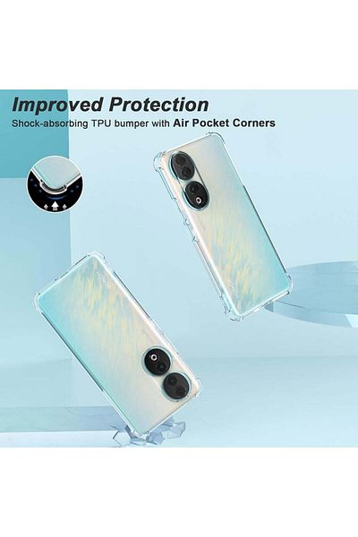 SKYDDAR INNOVATION Case for Honor 90 Pro, Shockproof Clear from Silicone Slim, Transparent, sticker set