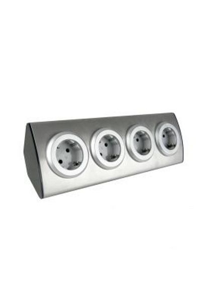 Homelux Bloc multipriza Strohm 4 prize, 95x55x280mm, protectie copii, gri