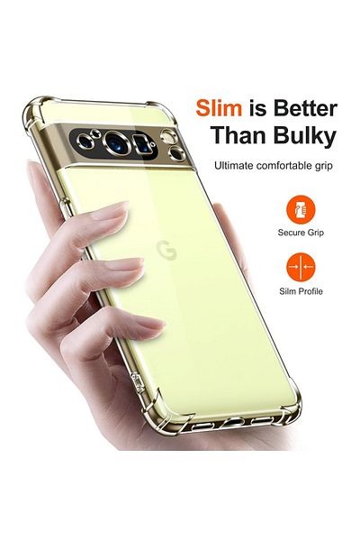 SKYDDAR INNOVATION Case for Google Pixel 8 Pro, Shockproof Clear from Silicone Slim, Transparent, sticker set