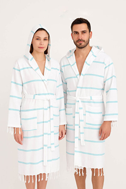 Mira Home Kupaći ogrtač sa kapuljačom, unisex, prugasti, od peštemala