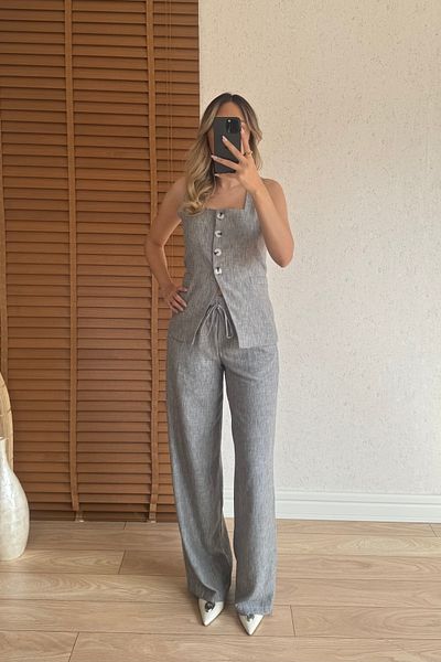 Mucios Silvia Raw Linen Vest Suit