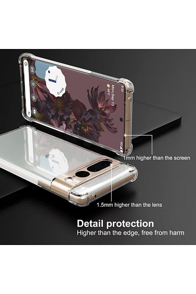 SKYDDAR INNOVATION Cover for Google Pixel 7 Pro, Shockproof Clear from Silicone Slim, Transparent, sticker set