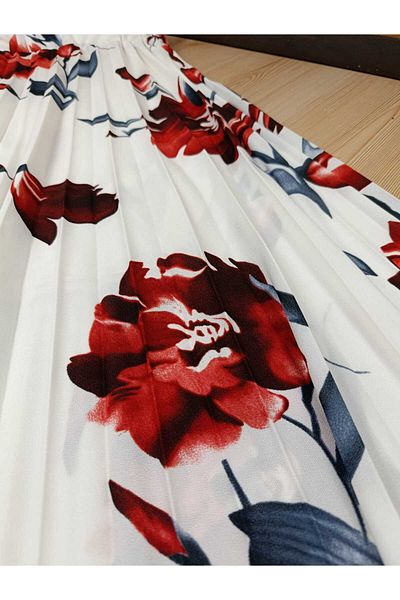 ALMİNA Standard Size, Crepe Fabric, Half-Lined Pleated Skirt