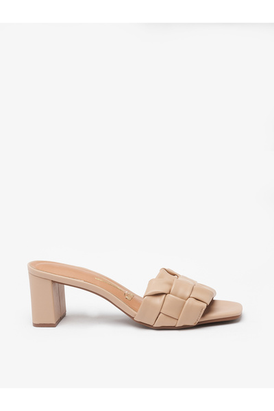 VİZZANO صندل فيزانو نسائي بكعب منخفض - بيج | صنع في البرازيل