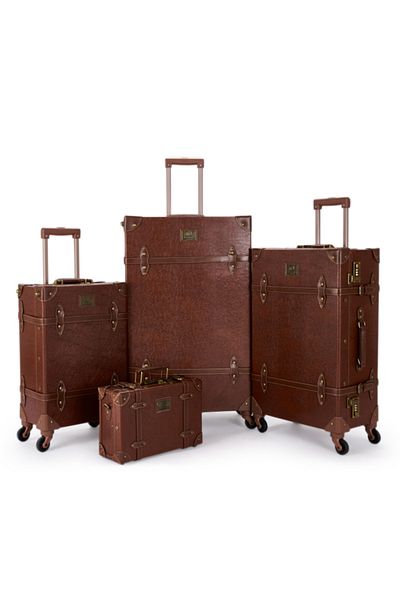 LİMRA Limra Classic Leather 4-Piece Luggage Set, Sizes 28"-24"-20"-13" Inch