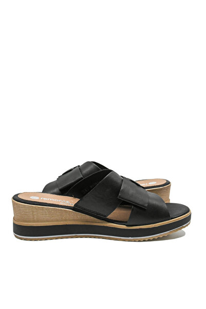 Remonte Remonte wedge clogs with bow, black, made of genuine leather REMD 6456-00