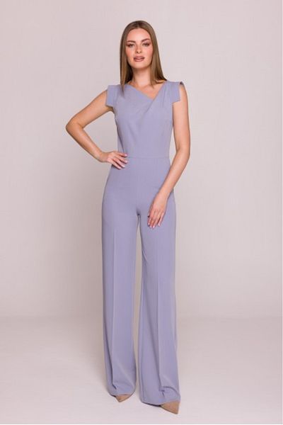 Stylove Jumpsuit with Asymmetric Neckline - Dove Grey
