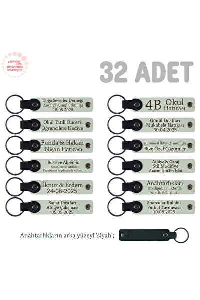 Miaju مجموعة سلسلة مفاتيح مكونة من 32 قطعة مع اسم قابل للكتابة، أبيض وأسود، ل...