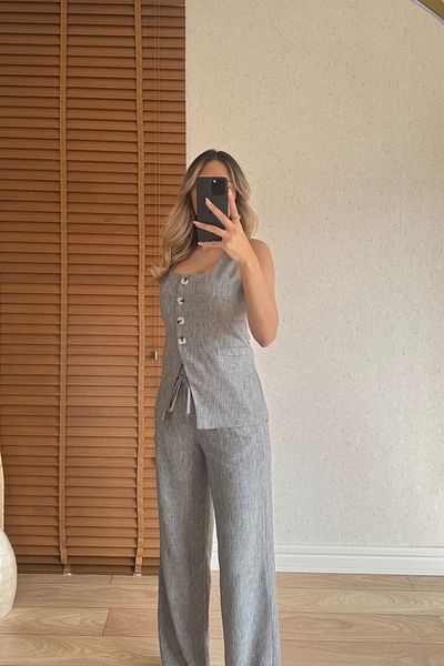 Mucios Silvia Raw Linen Vest Suit